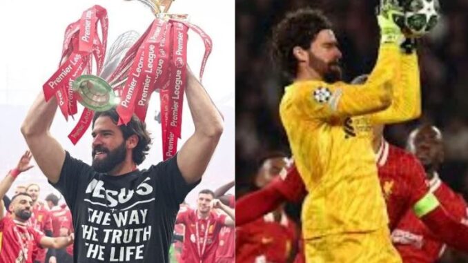 El guardameta de Liverpool, Alisson Becker celbró con un mensaje de fe