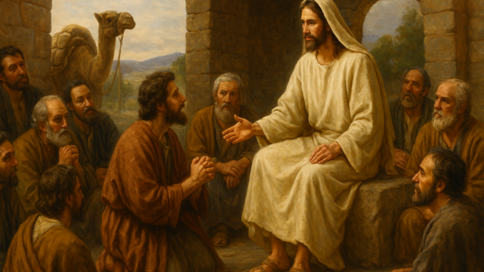 Camino que se extiende hacia un horizonte dorado, entre campos abiertos y cielo amplio, evocando la entrega a Cristo y la promesa de vida eterna.
